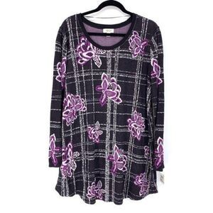 Style & Co Floral Scoop Neck Pullover Sweater